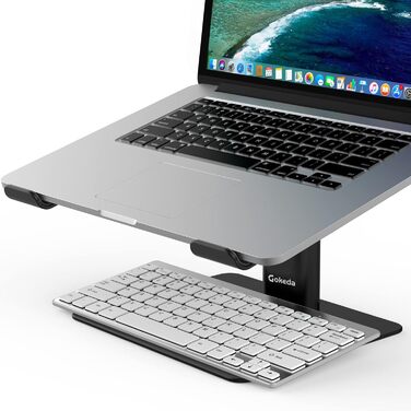 Підставка для ноутбука GOKEDA: ергономічна, регульована, з алюмінію, 11-17 дюймів, чорна