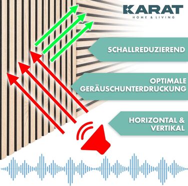 Акустичні настінні панелі KARAT з натурального шпона Білий дуб — декоративна рейкова стіна з дерева та фетру для шумоізоляції та звукопоглинання (275 x 27 см)