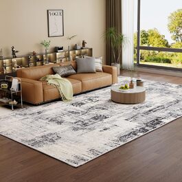 Vamcheer Rug Living Room Short Pile Modern - Bedroom Rug Fluffy, Washable Boho Rug, Rugs Large for Study Room, Office, Super Soft, Anti-Slip, 160x230 cm Beige/Gray Modern Gray 160x230 CM