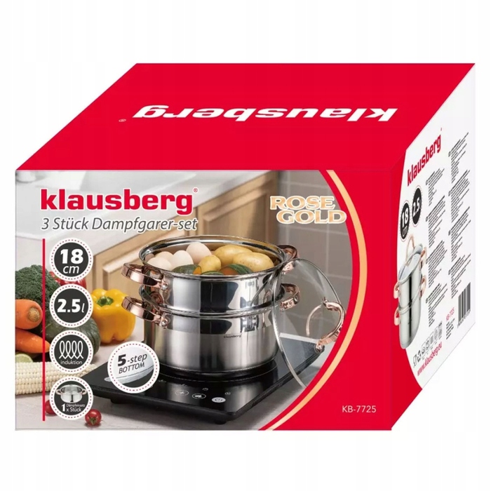 Пароварка Klausberg (набір 3 елементи), 18 см, для індукційних плит