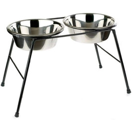 Подвійний годівниця для тварин Classic Pet Products з нержавіючої сталі, 1600 мл x 2, висота 300 мм, VIT-36757 (4000 мл)