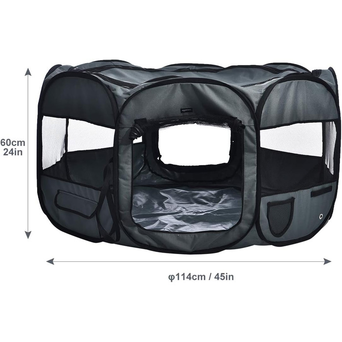 Amazon Basics Octagon Portable Pet Playpen - 114cm Grey