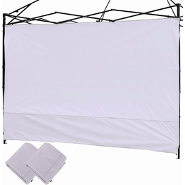 2 Baldachin Side Walls, Tent Side Wall for 3x3m Pop-Up Baldachin, Waterproof with Silver Coating for 3M Straight Leg, Outdoor Pavilions, Instant Awnings, White Side Wall Only
