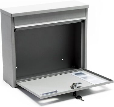 Поштовий ящик Wiltec V12 сталевий оцинкований сріблястий з замком, вікном та табличкою для імені 360x115x320 мм