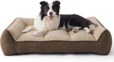 BEDSURE Лежанка для собак великих порід - 106x76 см, товста, з водонепроникним чохлом, антиковзаюча, з м'якого плюшу Sherpa (96x71x21 см, Колір: Коричневий)