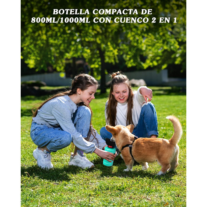 Складана пляшка для води для собак Lesotc, 1000 мл, блакитний колір (для прогулянок, подорожей, кемпінгу)