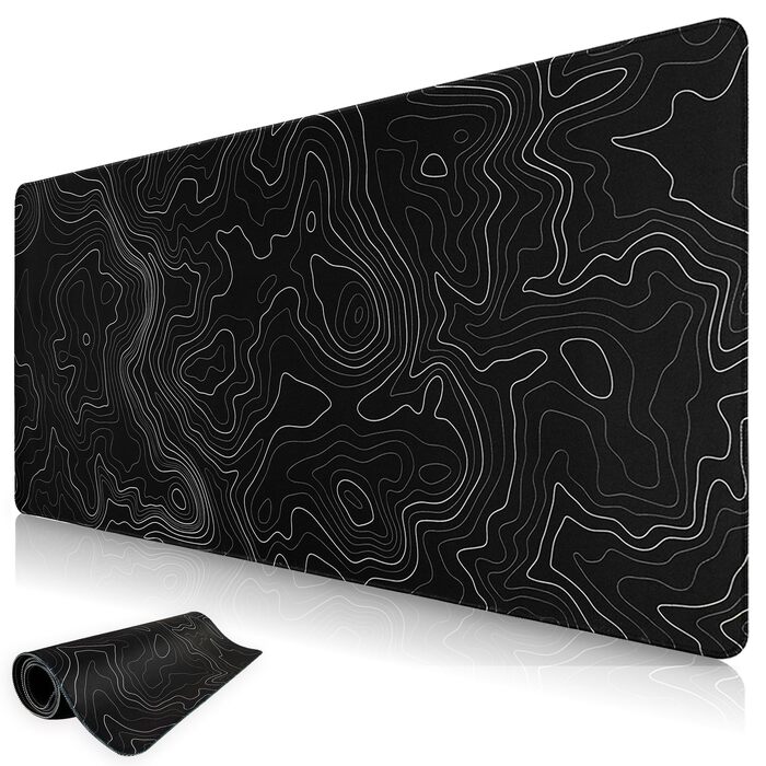 Ігровий килимок для миші Niviy Gaming Mousepad XXL 800x350мм, білий з топографічним принтом
