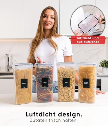 Набір контейнерів для зберігання Deco haus® 24 шт. з кришкою, герметичні - для кухні, продуктів, організації - для борошна, макаронів, мюслі