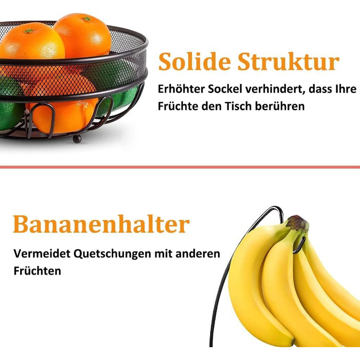 Металева фруктова корзина Bomclap з тримачем для бананів - стильна кухонна корзина для фруктів, овочів та закусок - бронза