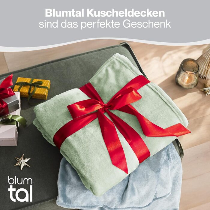 Пухнаста ковдра Blumtal Kuscheldecke: сертифікована Oeko-TEX флісова ковдра 150x200 см для дому та відпочинку. Ковдра для дивану, вітальні, тепла та затишку. Розмір 130x150 см, колір літнє зелене