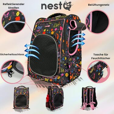 Рюкзак для собак та котів, до 5 кг, ергономічний з вентиляцією, для подорожей (рожевий, з метеликом)