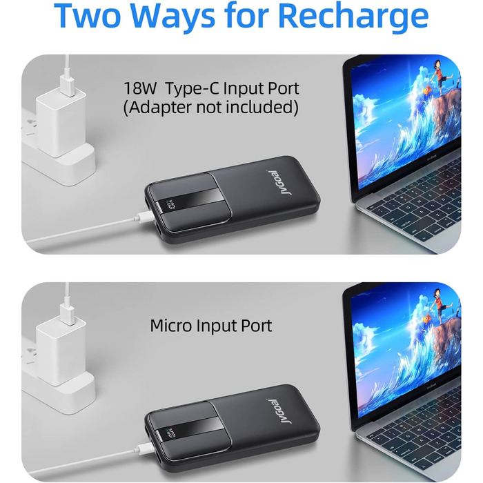 Power Bank JVGoal 10000 mAh USB-C PD 18W з LCD-дисплеєм для iPhone, Nintendo Switch, Tablets