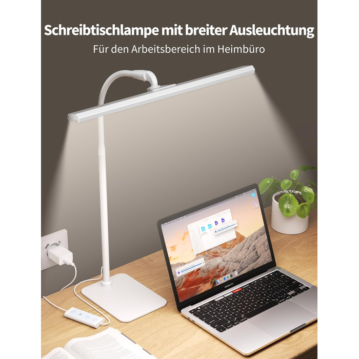 LED настільна лампа Kary з регулюванням яскравості та таймером, 40 см, 12 Вт - для роботи, навчання, читання, догляду за очима, дітей (чорний)