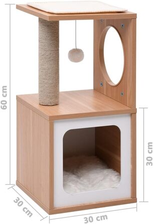 Дім для кота VidaXL: кігтеточка з сизалю, 60 см, білий. Кліматичний комплекс, ігровий центр для котів