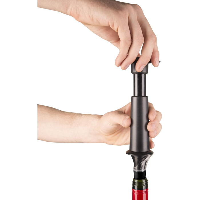 Vacu Vin Wine Pump with Spout and Stopper, Plastic, Black, 5 x 8.3 x 22 cm