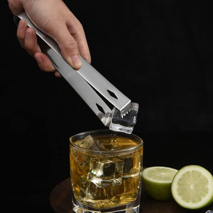 Stainless steel ice pick with ice tongs, pick tool for breaking ice, non-slip wooden handle for easy gripping, 16.5 cm length