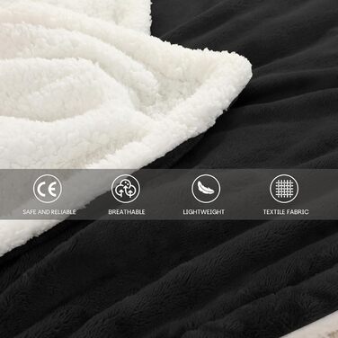 Електрична ковдра з автовимкненням – 130 × 180 см, 9 режимів нагріву + 9-годинний таймер, захист від перегріву до 8 годин, м'яка та приємна до тіла для дому та офісу, чорна