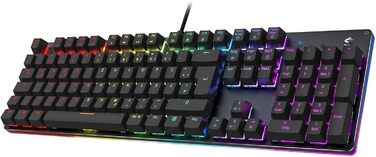 Black Shark Механічна ігрова клавіатура RGB, QWERTZ, німецьке розкладка, червоні перемикачі, 105 клавіш, металева пластина, програмована, для геймерів