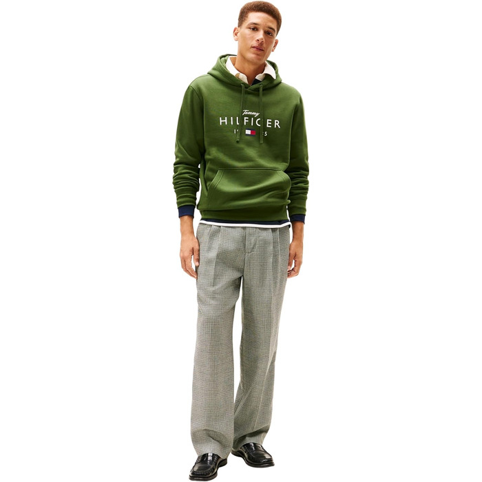 Чоловічий худі Tommy Hilfiger Brand Love Big Hilfiger з капюшоном, колір Green Mountain Pine, розмір XS