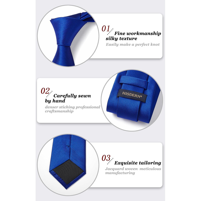 Чоловіча краватка та хустинка HISDERN для весілля, блакитний колір, комплект з запонками