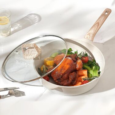 Набір посуду VEVOR 17 предметів з нержавіючої сталі з антипригарним покриттям, індукційні каструлі та сковорідки з кришками, для кухні, кемпінгу та приготування їжі (білий)