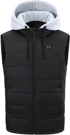 Електрична гріюча жилетка з капюшоном для чоловіків. 15 зон обігріву, USB, степване утеплення, зимова жилетка-куртка, сірий колір, розмір M