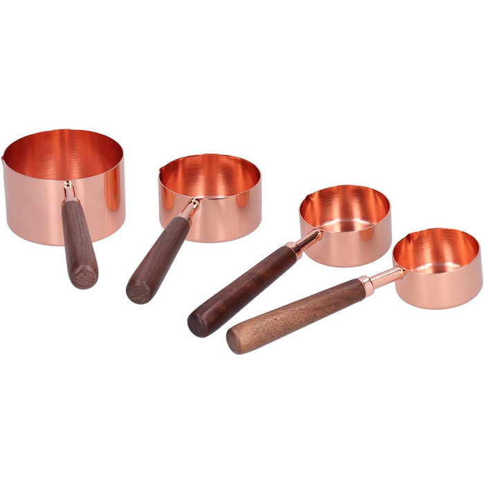 Measuring Spoon Set, 4 Measuring Cups in Rose Gold with Scale, Stainless Steel Measuring Spoons for Kitchen Utensils (Size: L)