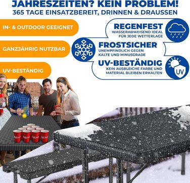 Складний обідній стіл KESSER® 183x76 см, ротанг, для кемпінгу, саду, тераси, балкона, 6 осіб, антрацит