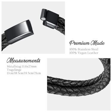 Чоловічий браслет TMT з гравіюванням з веганської шкіри | Браслет зі сталі та шкіри для чоловіків з магнітною застібкою | Браслет з іменем для чоловіків | Подарунок для нього на Різдво