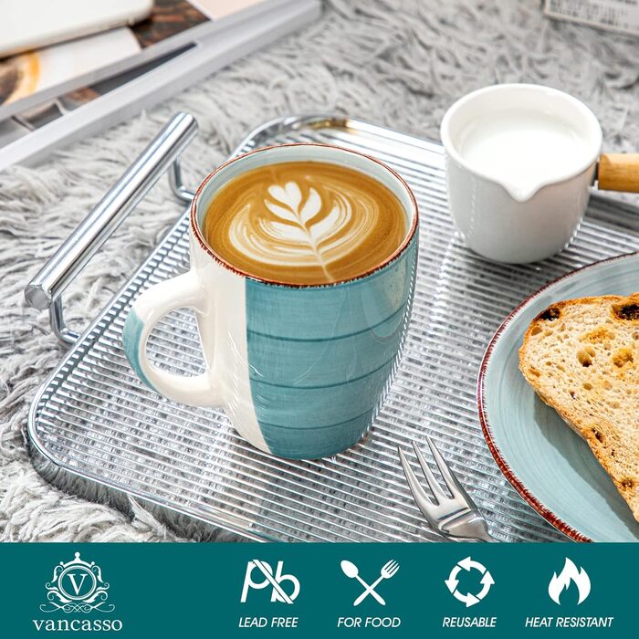 Набір чашок Vancasso Bonita, 6 шт., 350 мл, блакитний, кераміка