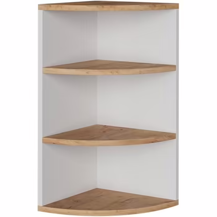 Кутова книжкова полиця Vicco Ecki, біла/дуб золотий, 30x60 см