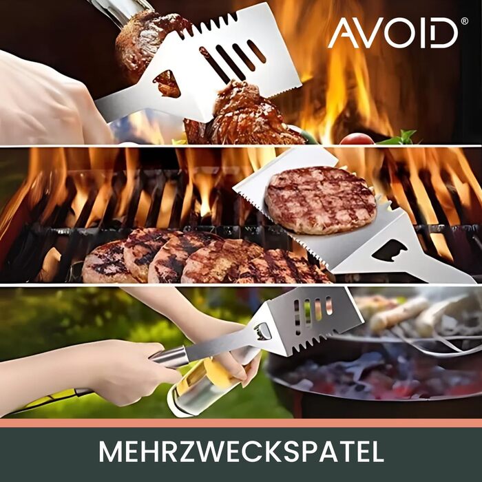 Набір для гриля AVOID - 28 предметів. Якісний набір аксесуарів для гриля з нержавіючої сталі. Ідеальний подарунок для чоловіків, татуся. Комплект для барбекю.