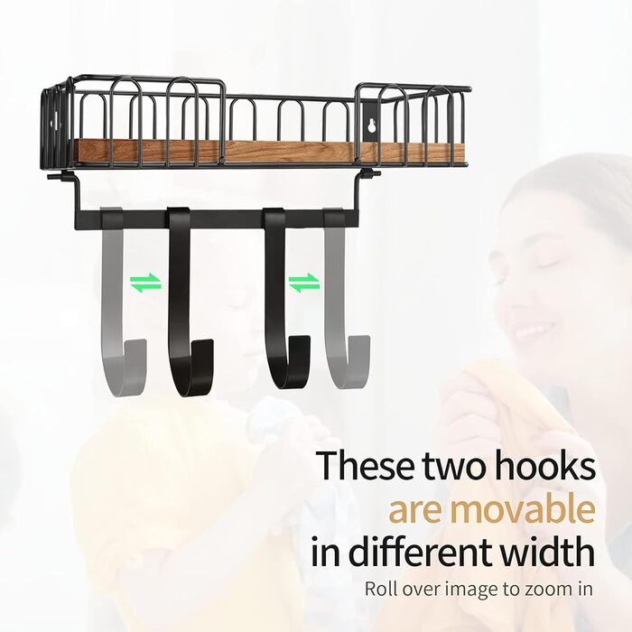 Настінна вішалка для праски та гладильної дошки MOREE, металева, чорна, для зберігання та декорування пральні