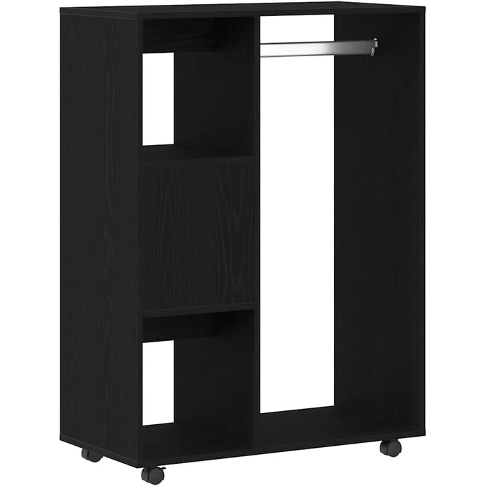 vidaXL Wardrobe with Open Shelf, 3 Side Shelves, Wheels, Coat Rack, Wardrobe, Bedroom Wardrobe, White, 80x40x110cm, Wood-Based Material (Black Oak)