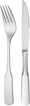 GRÄWE Steak Set for 6 People, Flatware Set 12-Piece, Dinnerware Set including Steak Knives, Steak Forks, Pizza Cutlery Stainless Steel 18/10, Polished, Dishwasher Safe, Spaten Series