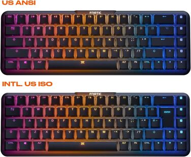 Механічна ігрова клавіатура Fnatic Gear STREAK65 LP з RGB-підсвічуванням, Speed Silver перемикачі, компактний формат 65%, QWERTZ (DE)
