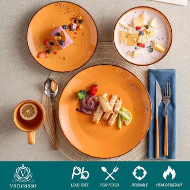 Набір посуду Vancasso Navia, 16 предметів, кераміка, для 4 осіб, помаранчевий