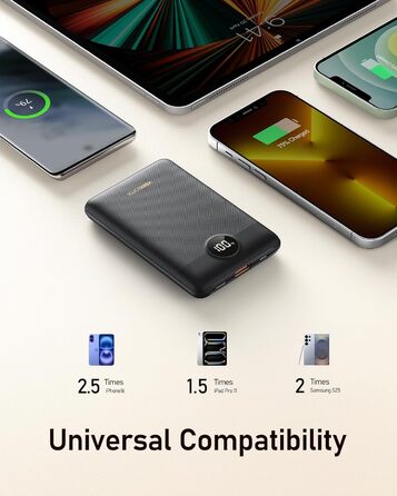 Powerbank VEEKTOMX 10000mAh: компактний зарядний акумулятор 22.5W з USB-C, PD3.0, QC3.0 для iPhone, Samsung, Huawei, Xiaomi, OnePlus