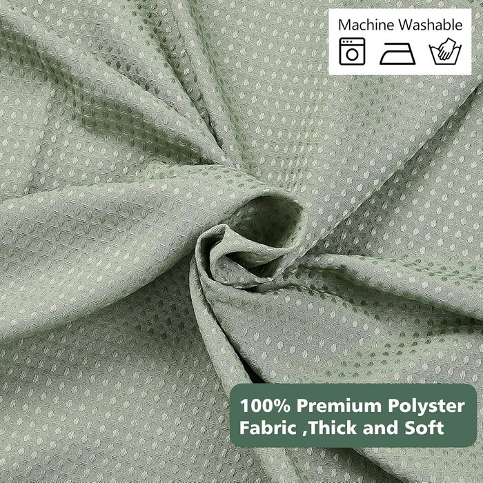 Штора для душу текстильна водонепроникна з поліестеру, 180x200 см, зелена, з кільцями (1 шт)