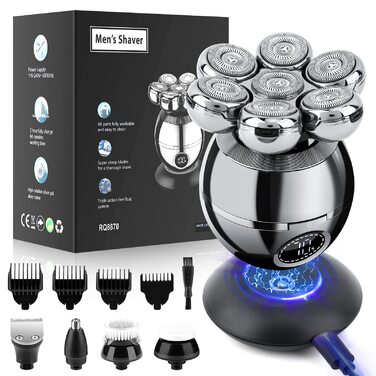 Електрична бритва CestMall 6-в-1 для гоління голови: для чоловіків та жінок, волога/суха, сріблясто-чорна
