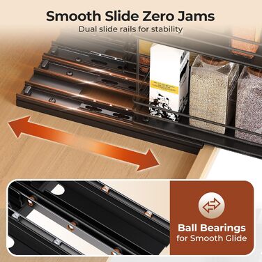 Організатор для спецій Orimade - висувна полиця для спецій, 3 шт (2 шт 5см, чорний)