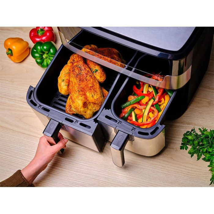 Аерофритюрниця Tefal Dual Easy Fry & Grill EY905D 8.3л 2700Вт з грилем - смаження без олії