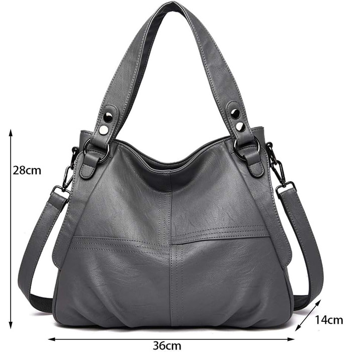 Жіноча сумка-хобо з натуральної шкіри сірого кольору | Grande by Damen