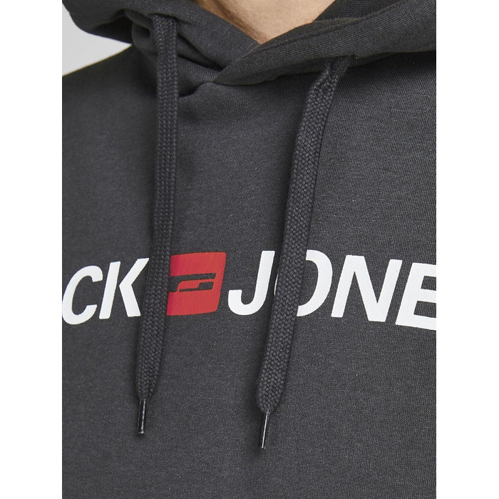 Чоловічий худі з капюшоном JACK & JONES з логотипом, колір Asphalt, розмір M