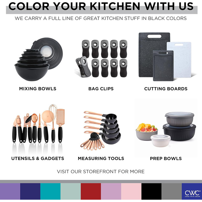 Набір місок для змішування Cook With Color, нержавіюча сталь, 6 штук, чорний колір