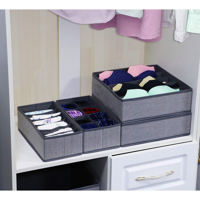 Styleys Set of 4 Foldable Storage Boxes, Drawer Dividers, Odorless Interior Lining, Storage Boxes, Closet Organizer, Under-Bed Organizer for Clothes, Shoes, Underwear, Bras