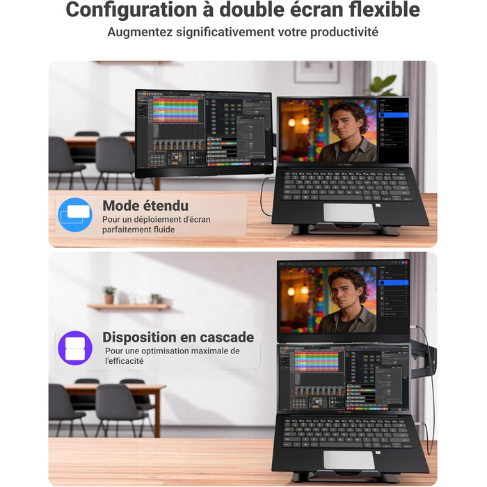 Портативний монітор Ingnok 15.6 дюймів, FHD 1080P IPS з підставкою, для ноутбука, ПК, Mac, PS3/4/5/X-box, USB-C & HDMI, 15.6 (підставка)