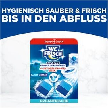 Очищувач для унітазу WC Frisch Duo-Aktiv, блоки для бачка 2в1: гігієна та захист від вапна, свіжий аромат, 100 г (12 x 2 шт)