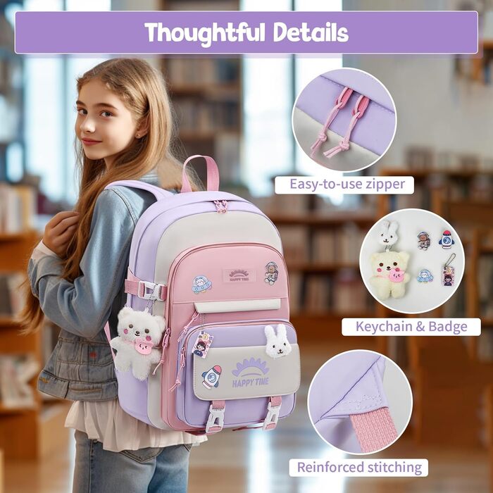 Дитячий рюкзак Tanou для дівчаток, 20 л, для школи, 3-7 клас, водонепроникний, блакитний