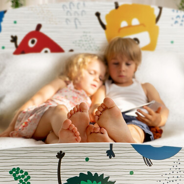Relaxdays Kids' Bed - Little Monsters with Storage